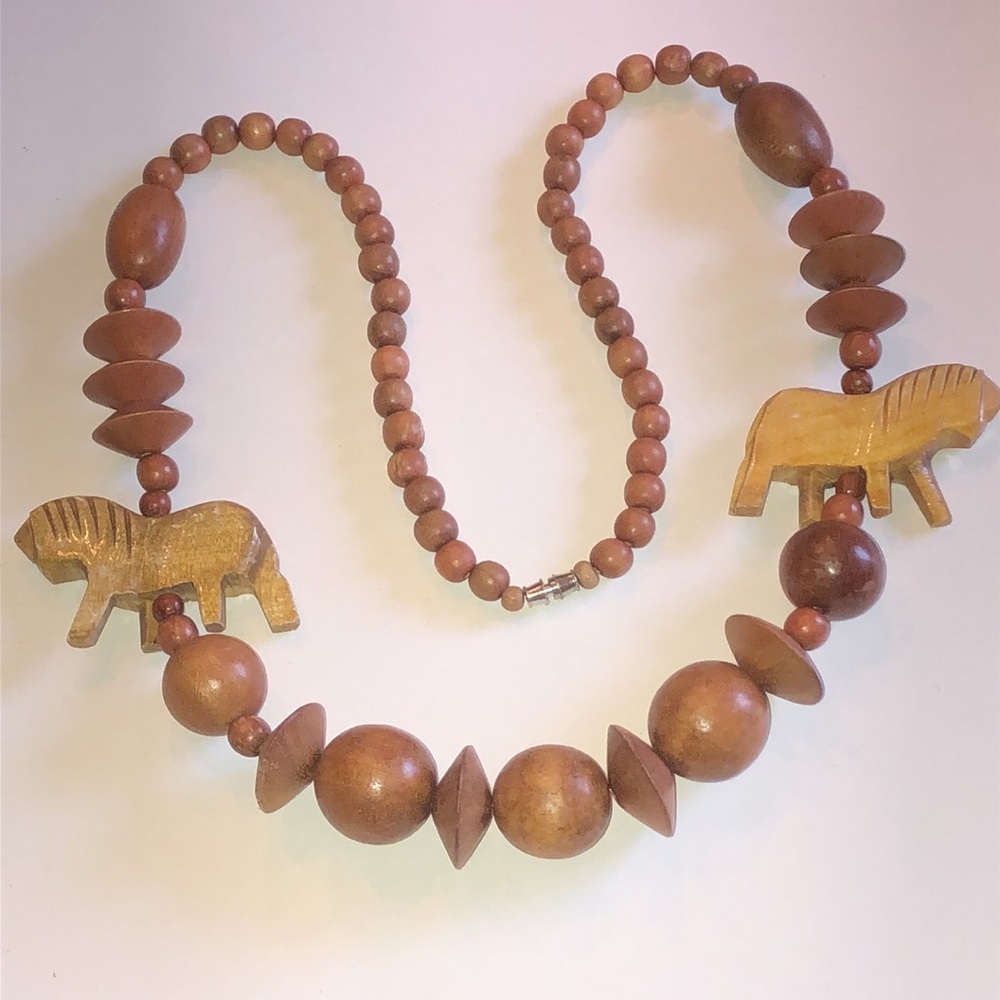 Wooden Beaded Boho Animal Accents Retro Necklace